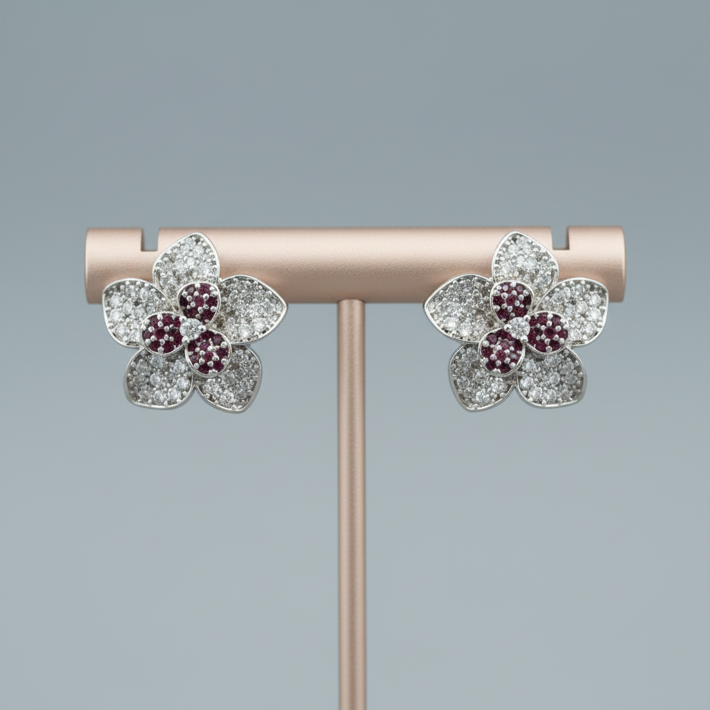 Magenta Phulwanti American Diamond Studs