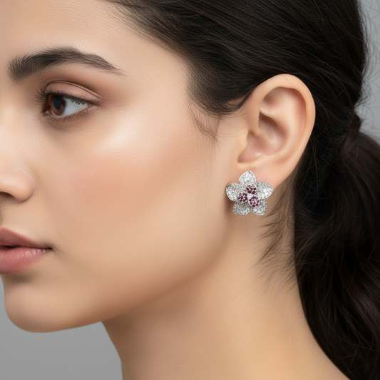 Magenta Phulwanti American Diamond Studs