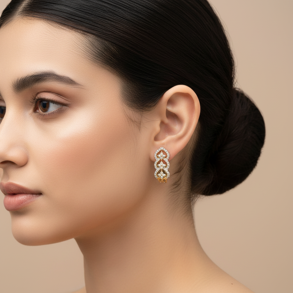 Golden Sakriti American Diamond Studs