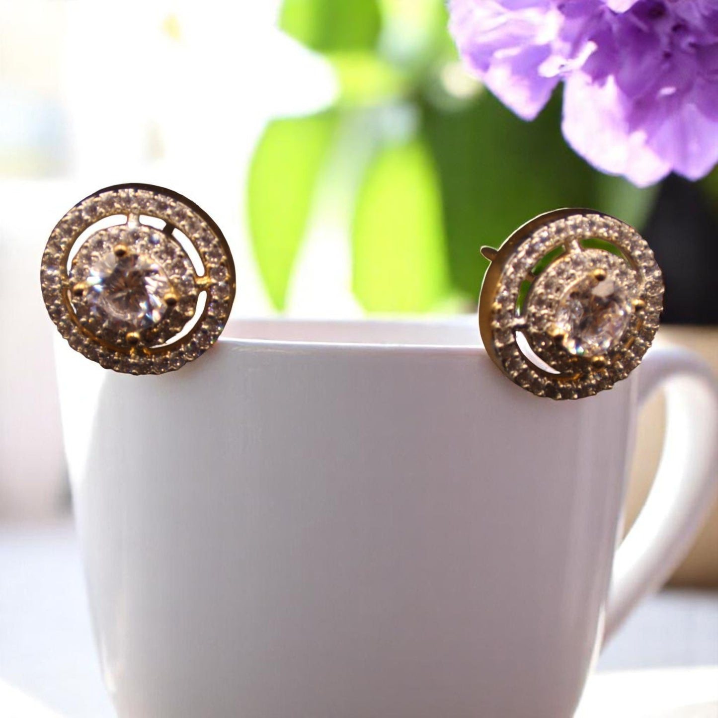 Golden Alipta American Diamond Studs