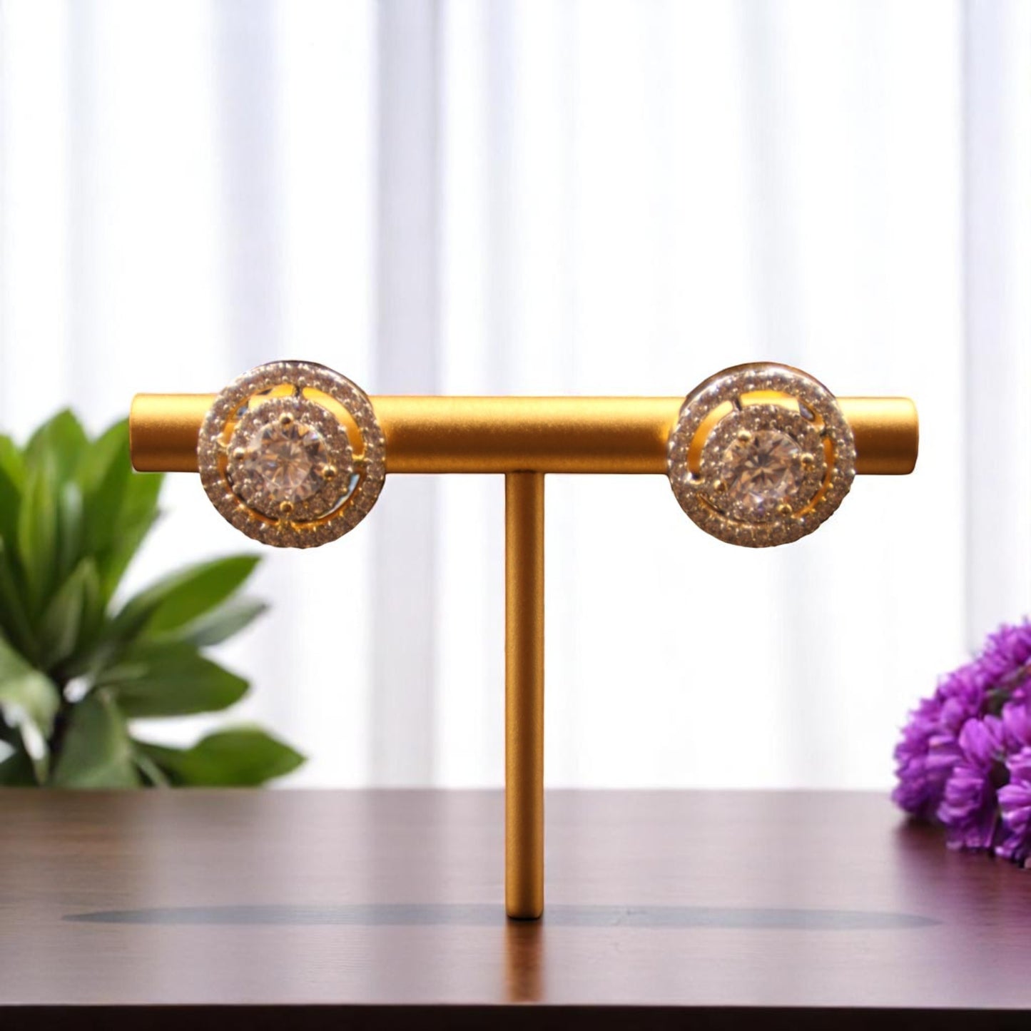 Golden Alipta American Diamond Studs