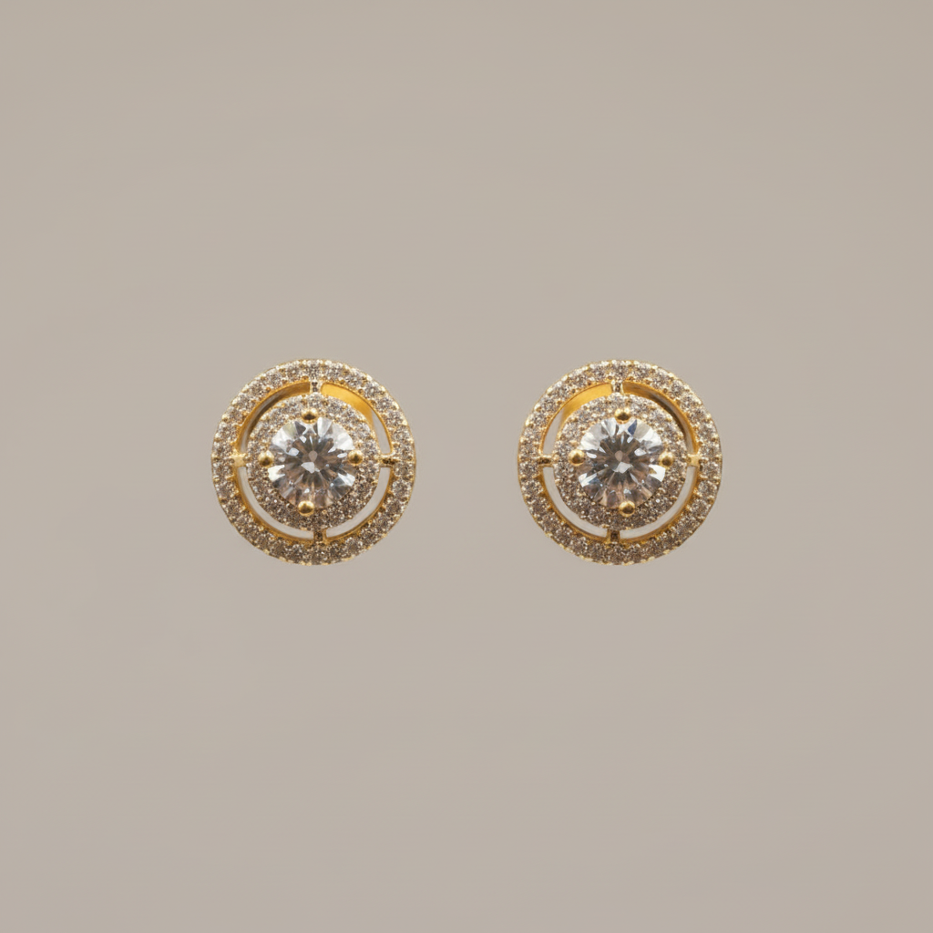 Golden Alipta American Diamond Studs