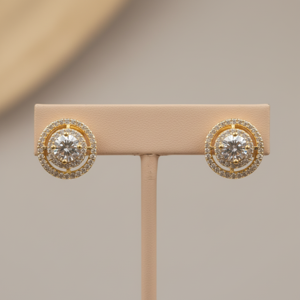 Golden Alipta American Diamond Studs