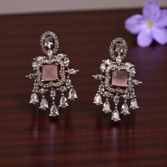 Pink Gauravi American Diamond Danglers
