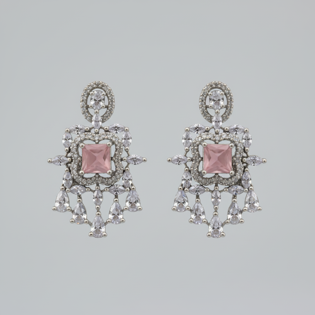 Pink Gauravi American Diamond Danglers