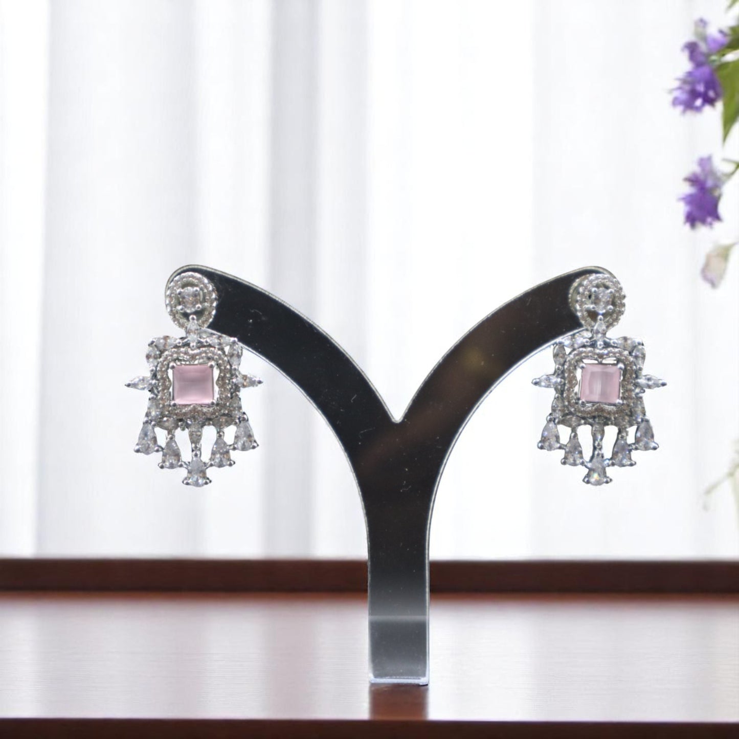 Pink Gauravi American Diamond Danglers