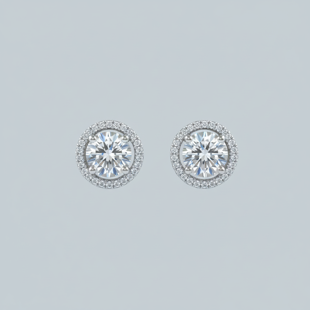 Silvery Alipta American Diamond Studs