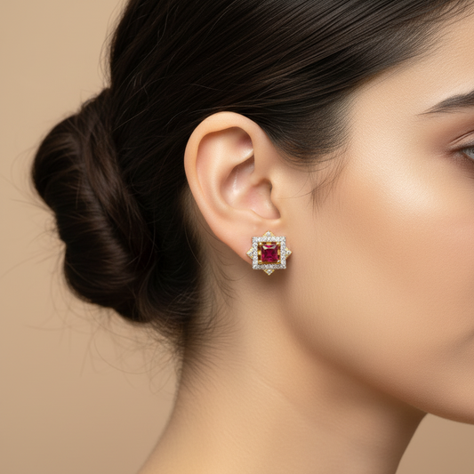 Ruby Kamna American Diamond Studs