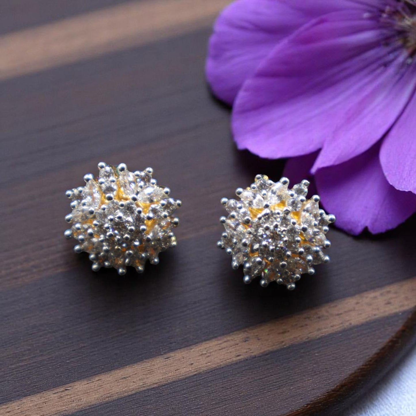 Golden Jyoti American Diamond Studs