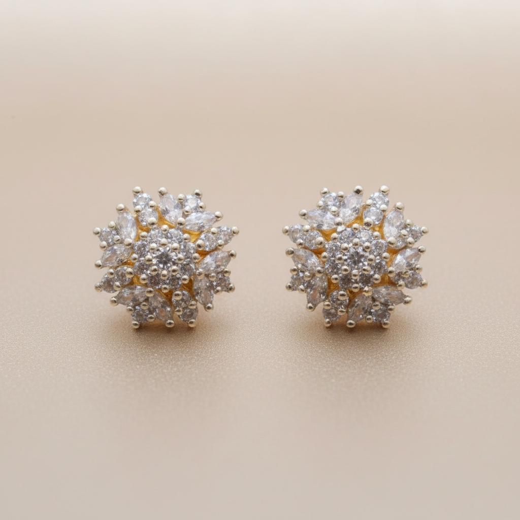 Golden Jyoti American Diamond Studs