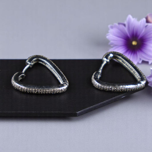 Silvery Hema American Diamond Hoops