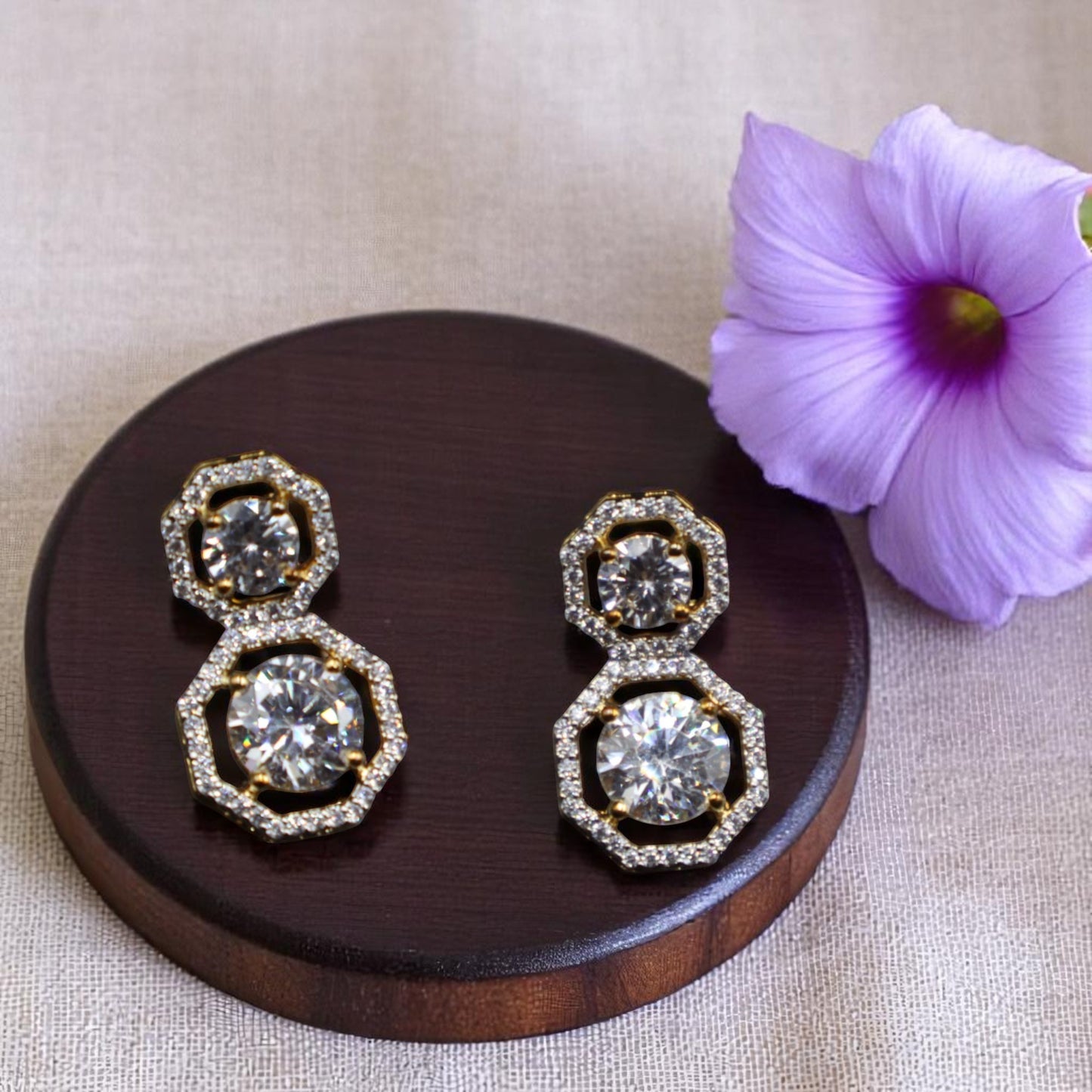 Golden Ketki American Diamond Studs