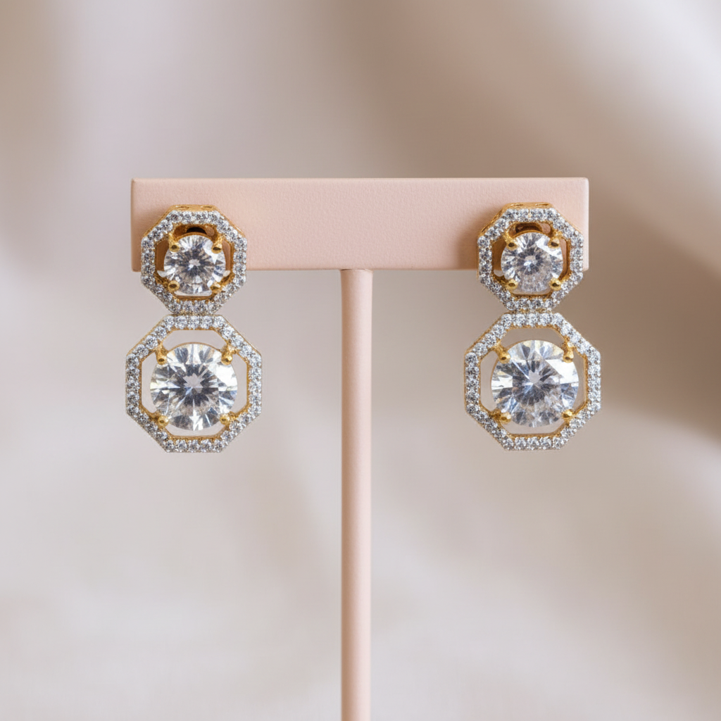 Golden Ketki American Diamond Studs