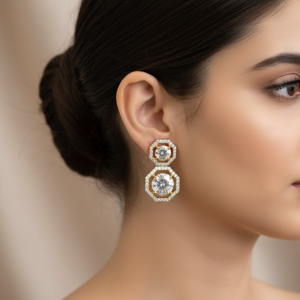 Golden Ketki American Diamond Studs