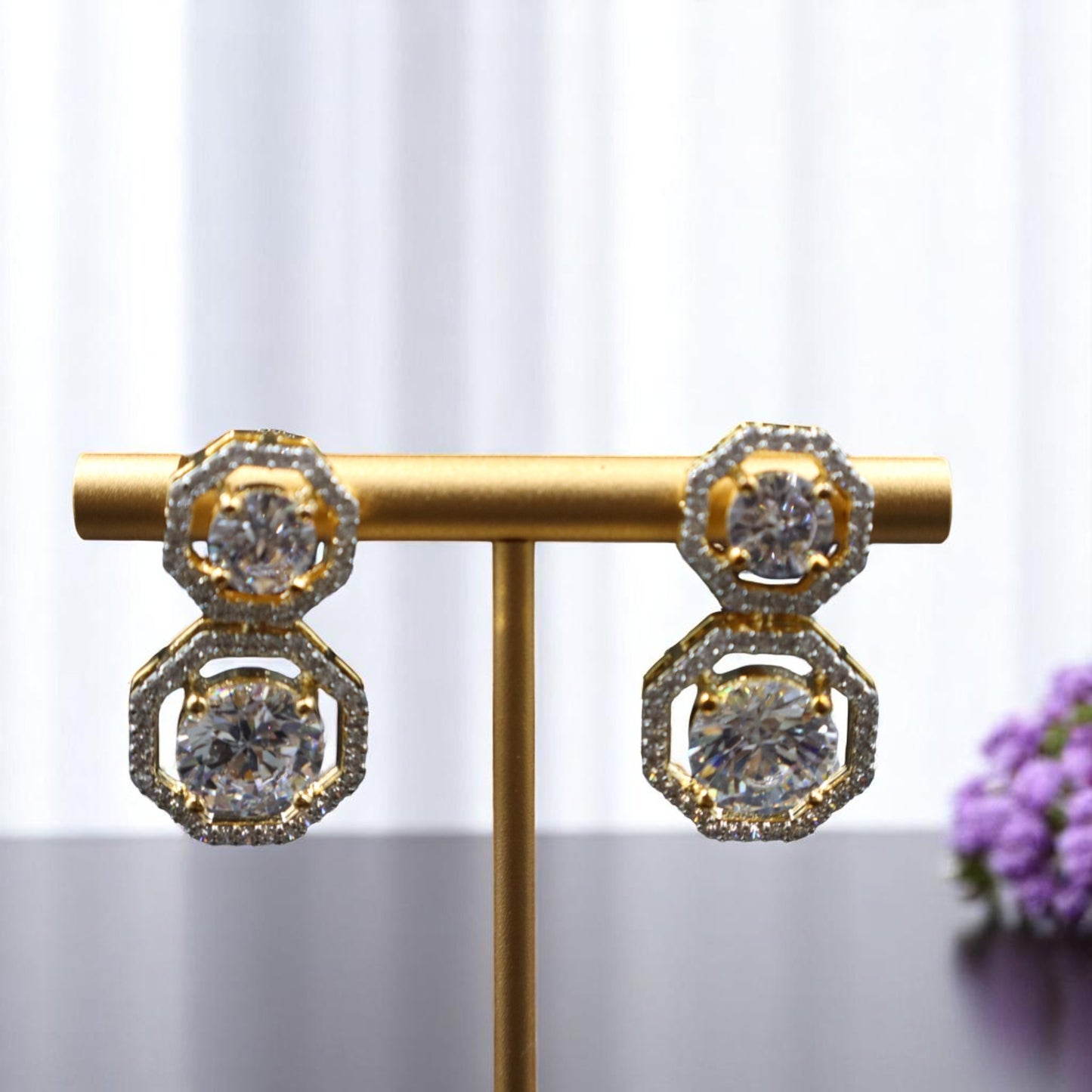 Golden Ketki American Diamond Studs