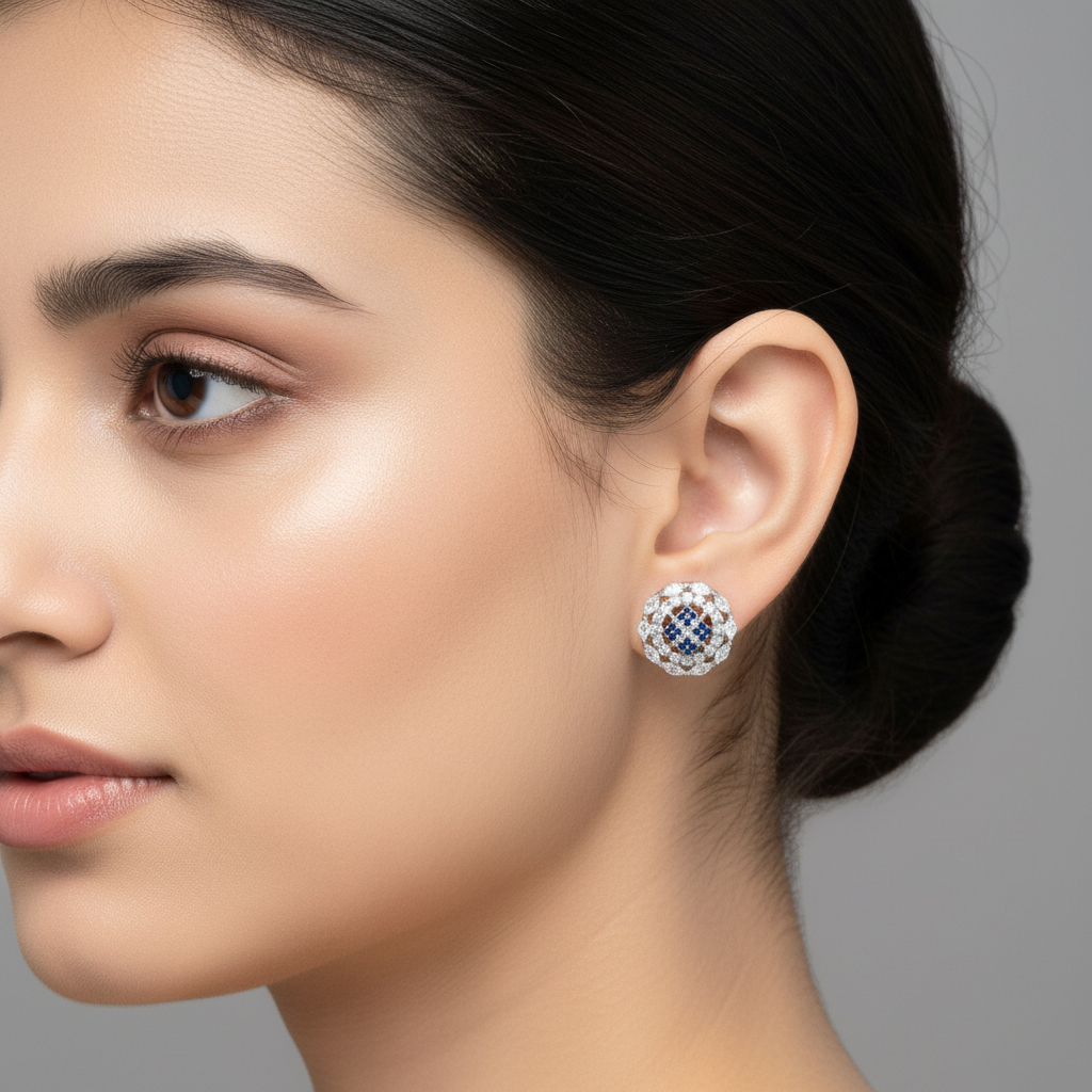 Royal Blue Kavita American Diamond Studs