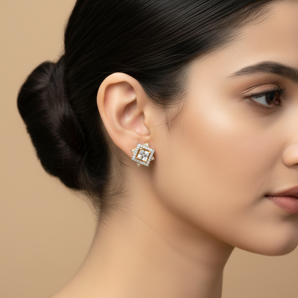 Golden Kamna American Diamond Studs