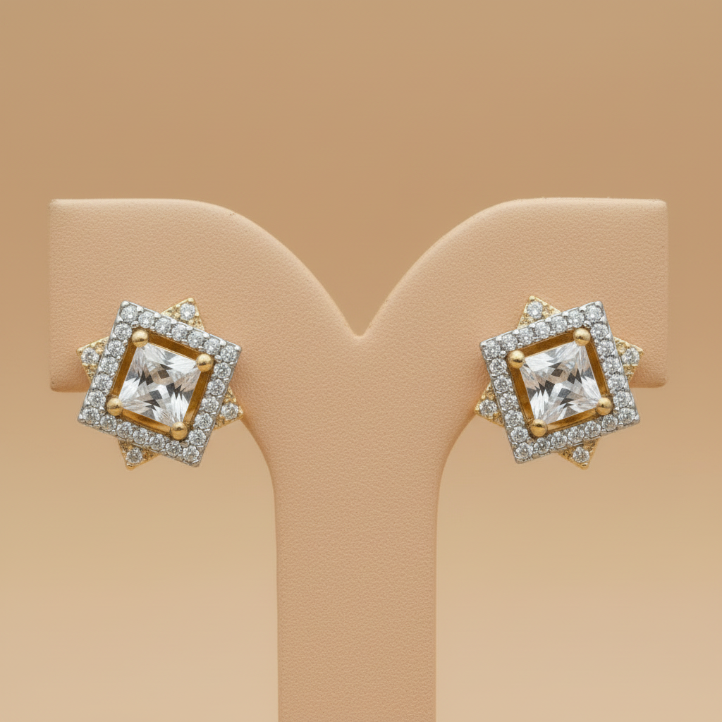 Golden Kamna American Diamond Studs