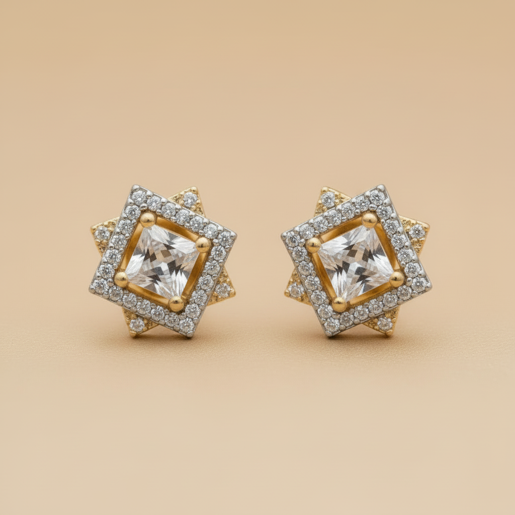 Golden Kamna American Diamond Studs