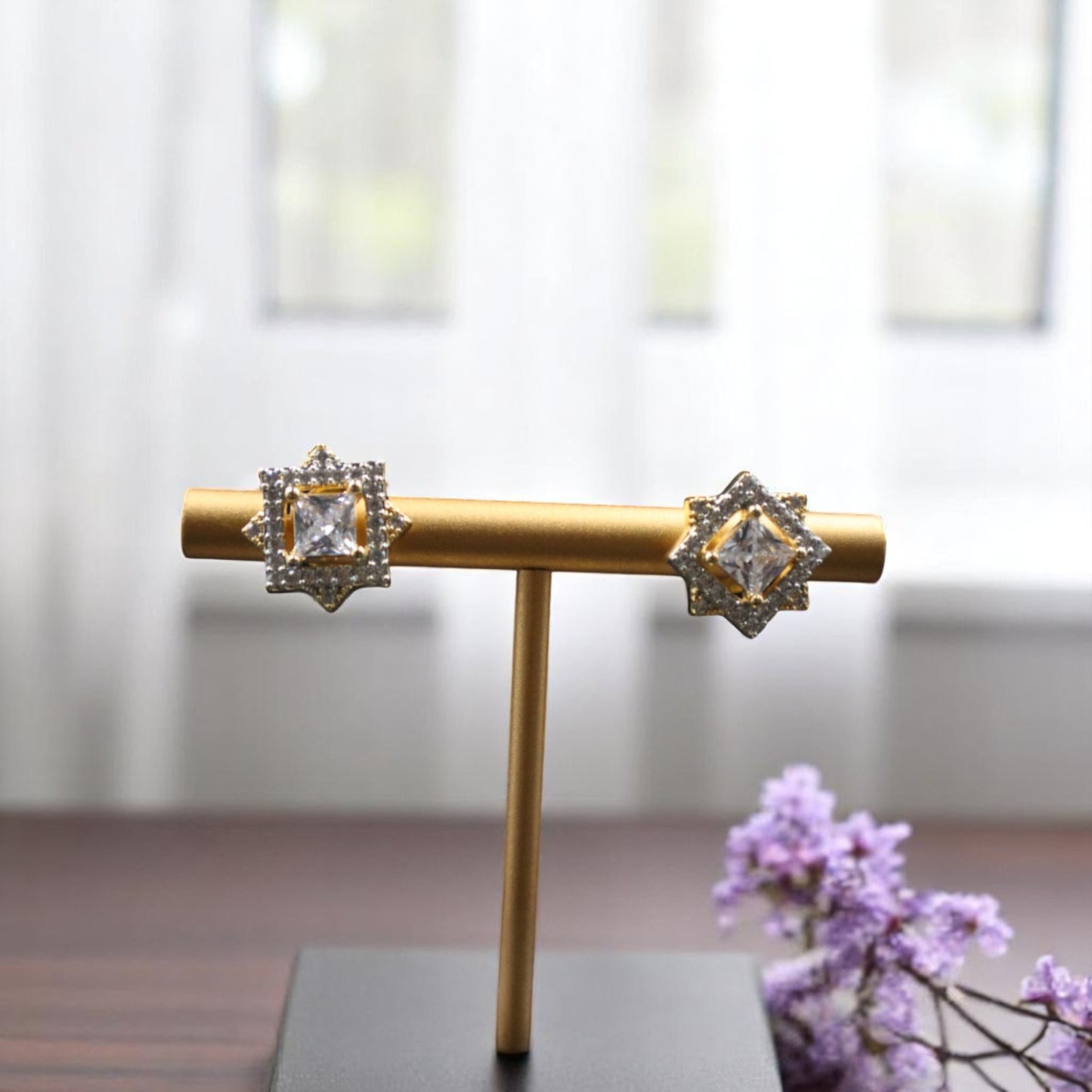 Golden Kamna American Diamond Studs