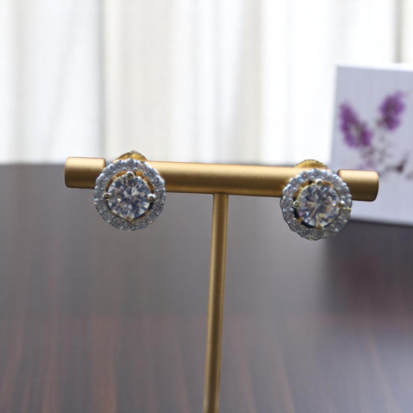 Golden Harshita American Diamond Studs