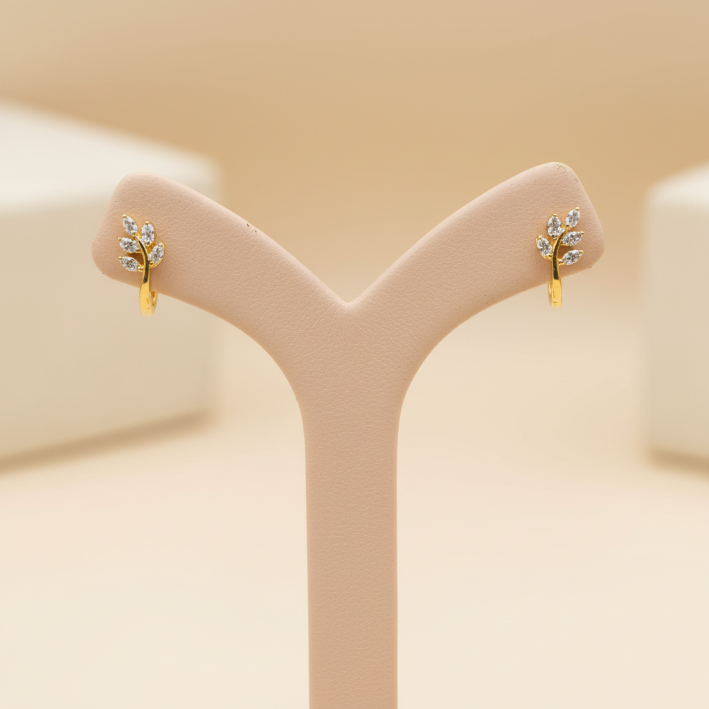 Golden Ankita American Diamond Hoops
