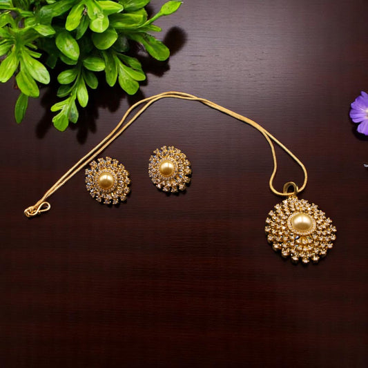 Golden Ekvira American Diamond Pendant set