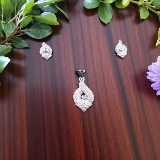 Silvery Ekamala  American Diamond Pendant set