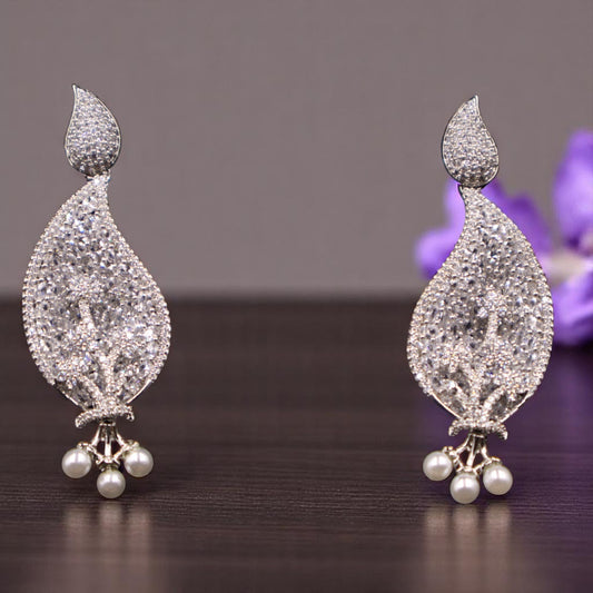 Silvery Keerti American Diamond Danglers