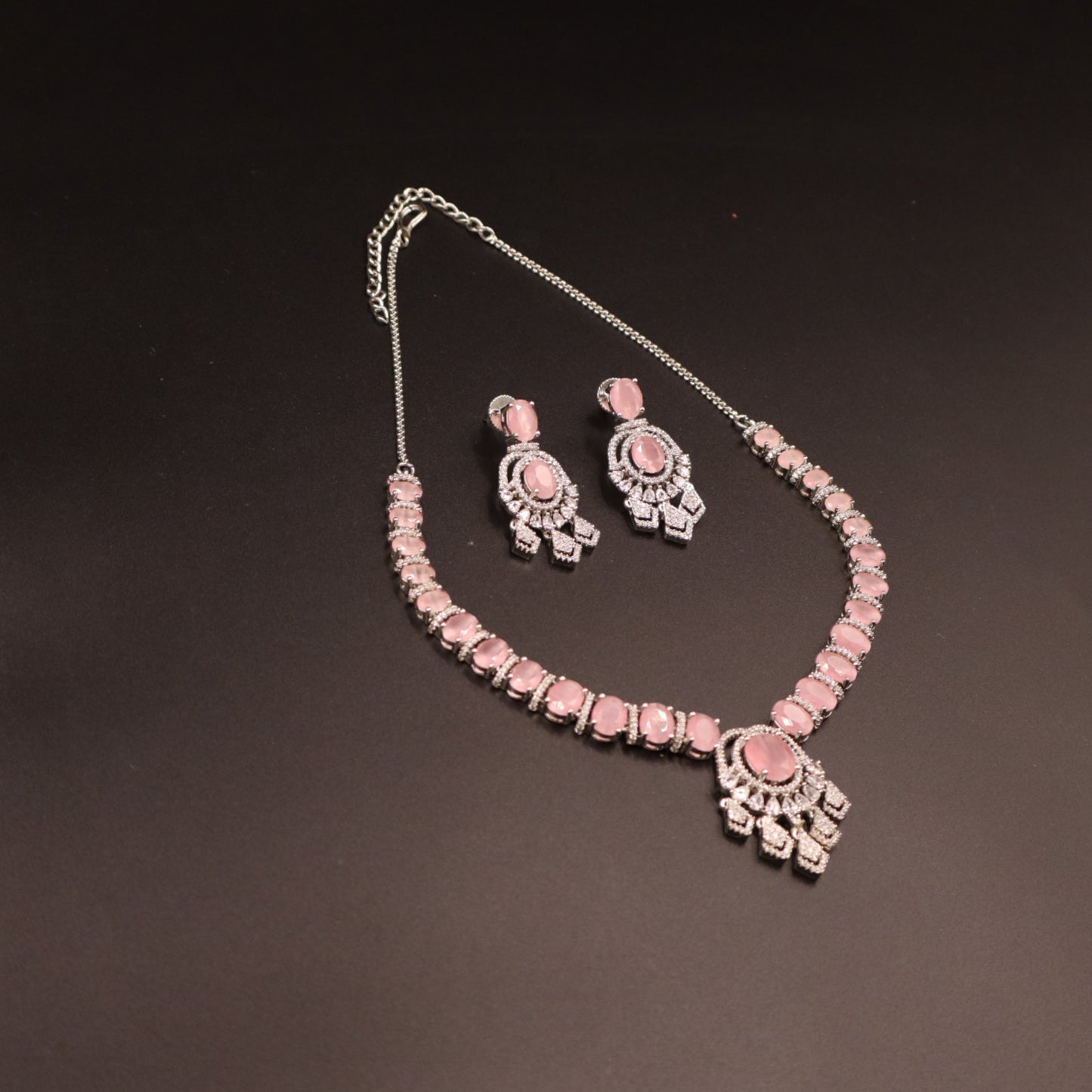 Pink Akshita American Diamond Necklace set