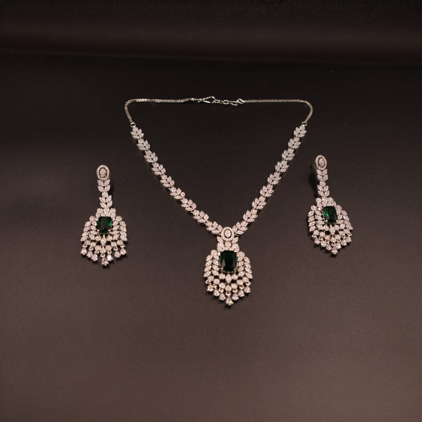 Emerald Anisha American Diamond Necklace set