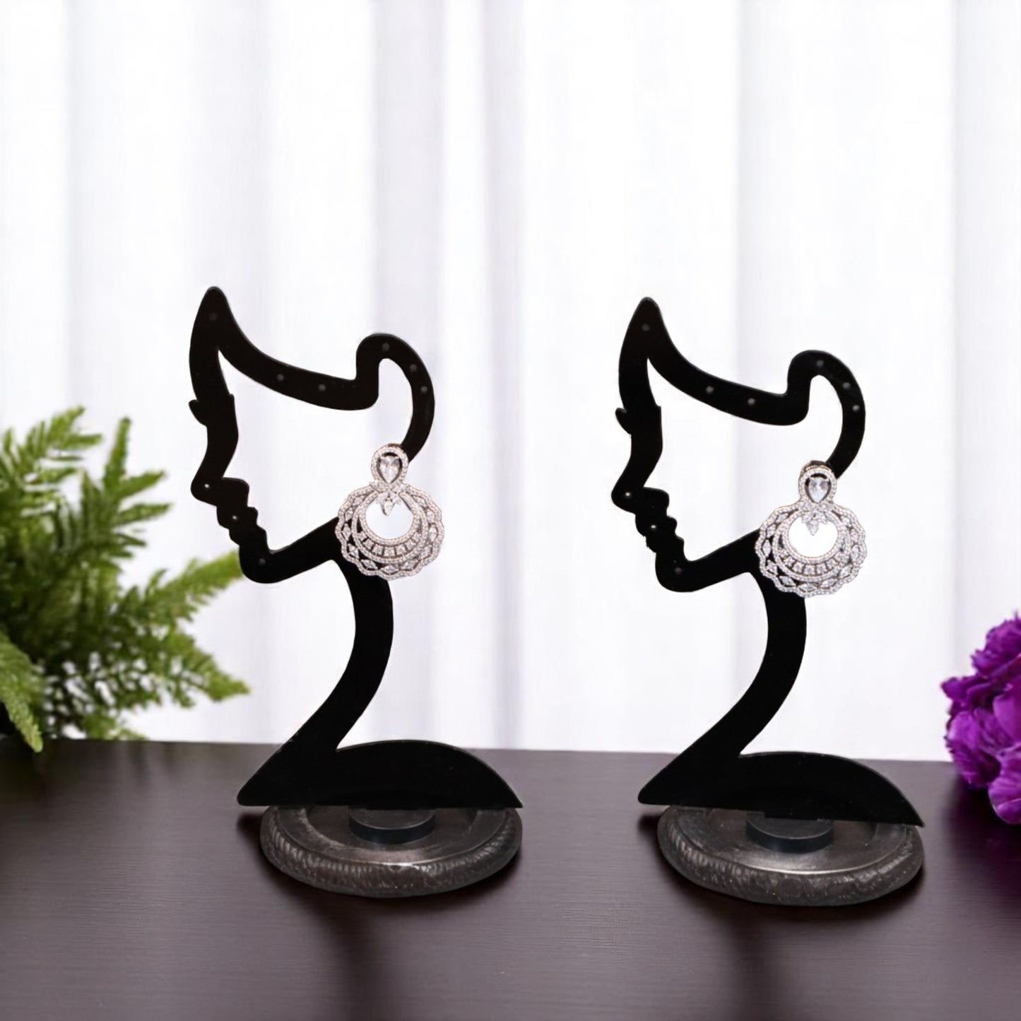 Silvery Prerana American Diamond Danglers
