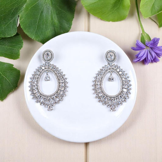 Silvery Swasti American Diamond Danglers