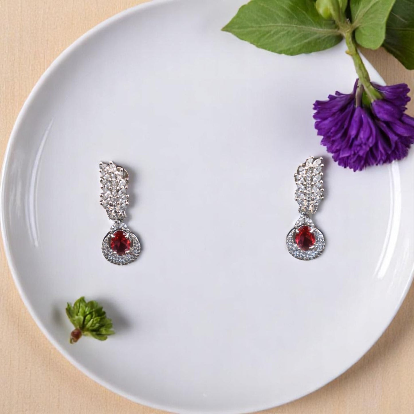 Dark Pink Zeenia American Diamond Danglers