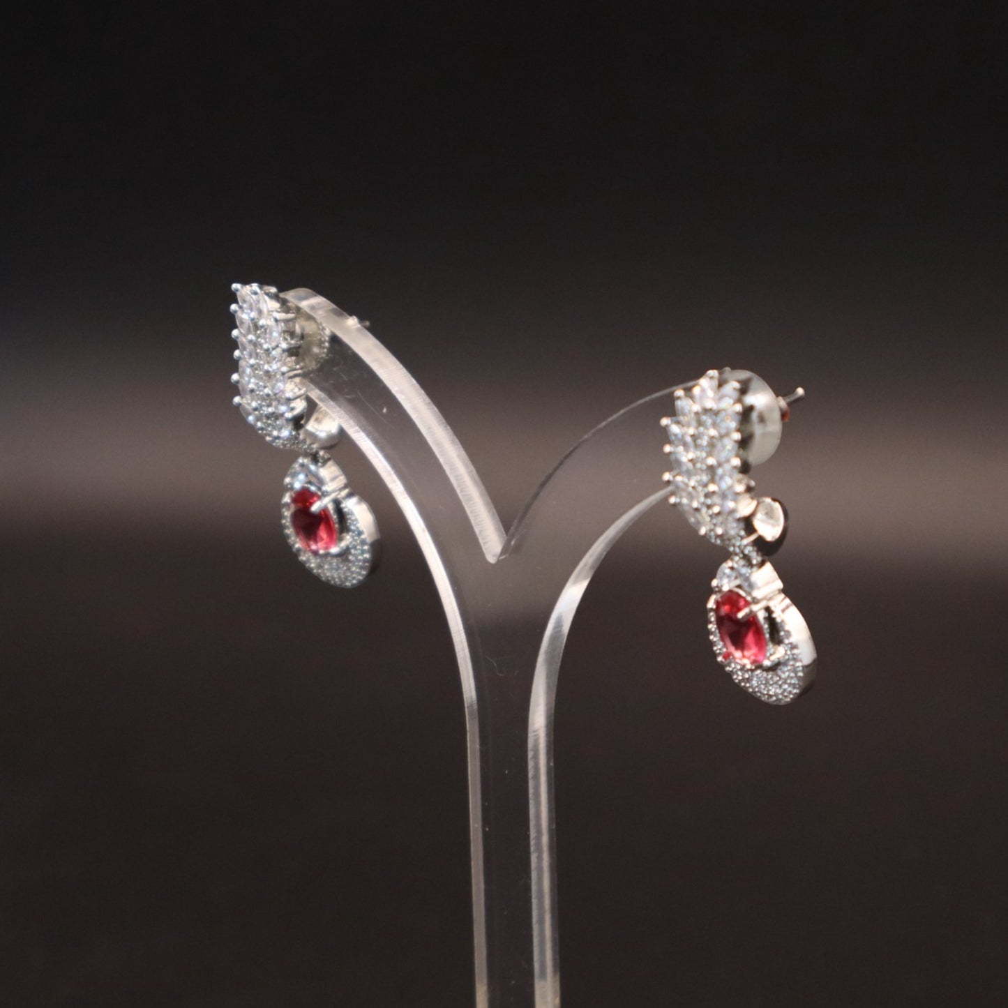 Dark Pink Zeenia American Diamond Danglers