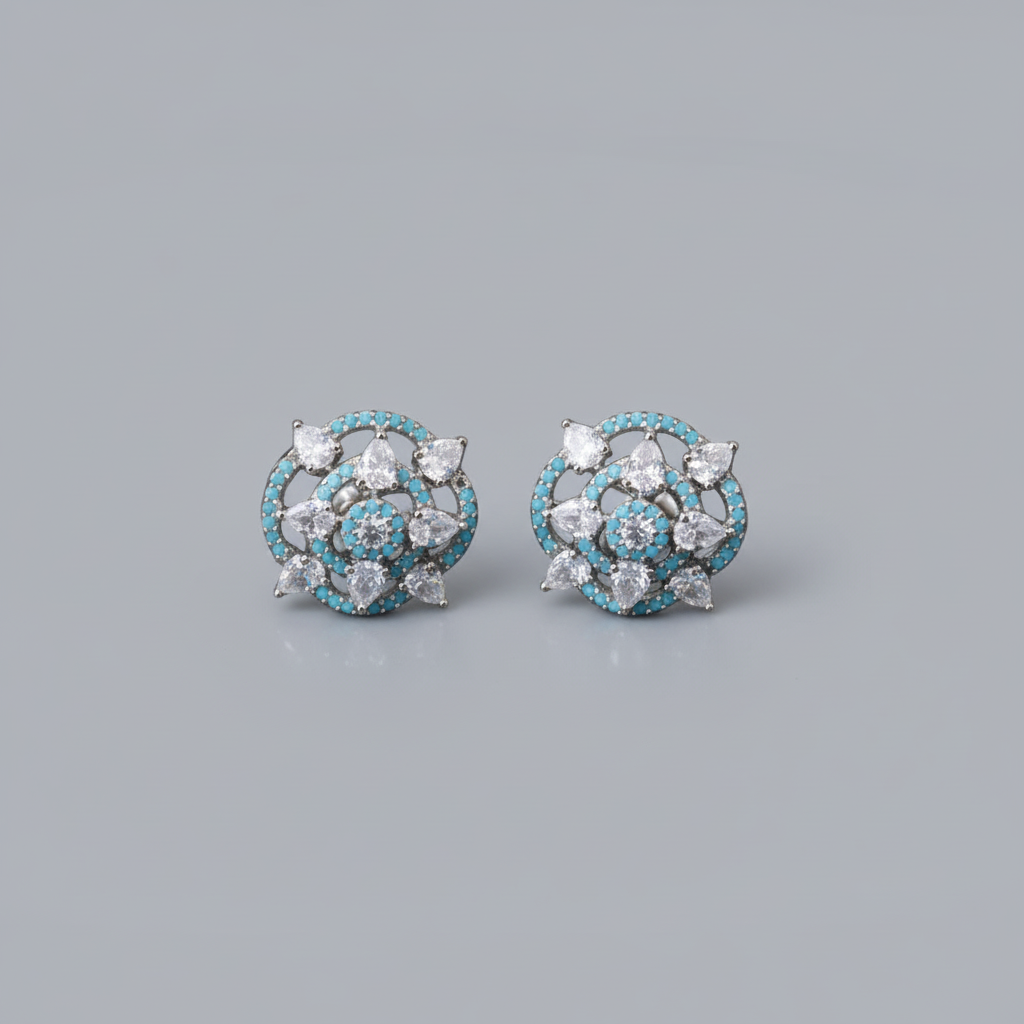 Light Blue Trisha American Diamond Studs