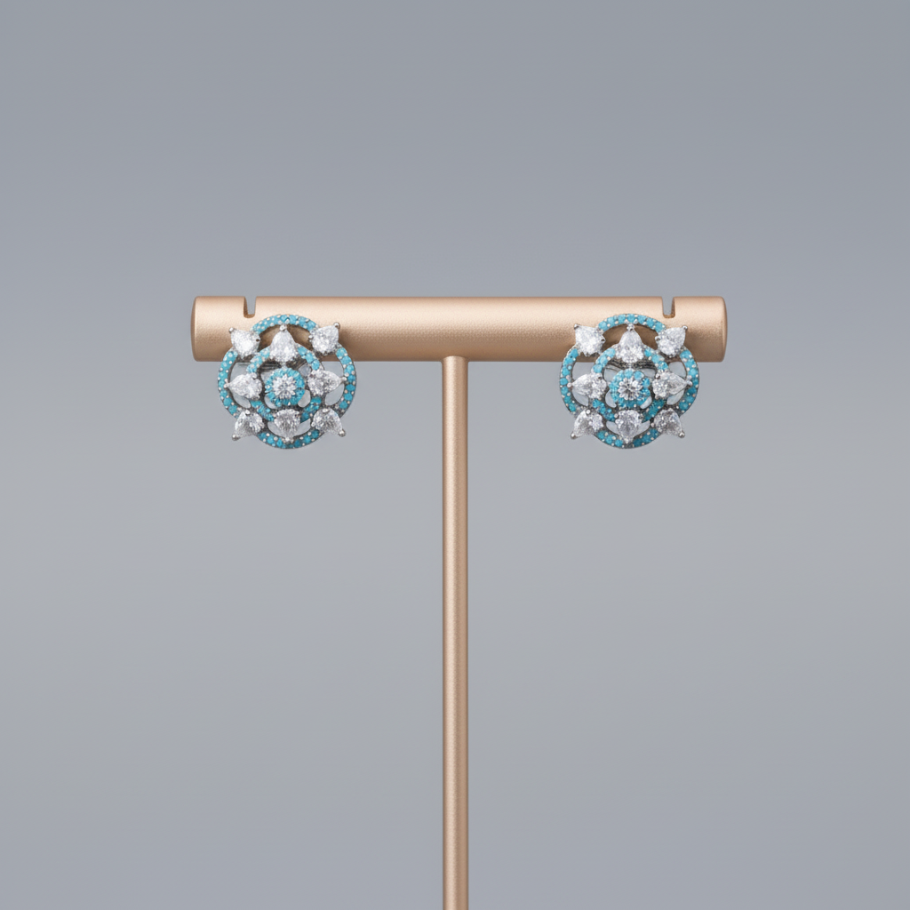 Light Blue Trisha American Diamond Studs