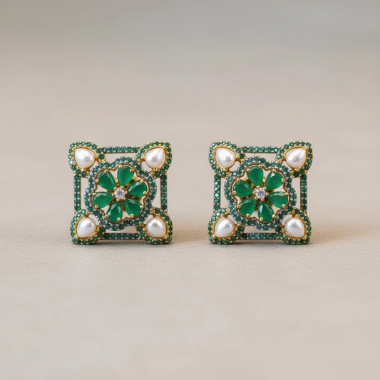 Emerald Vasanti American Diamond Studs