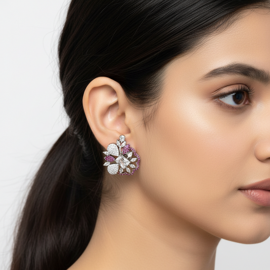 Magenta Mahadevi American Diamond Studs