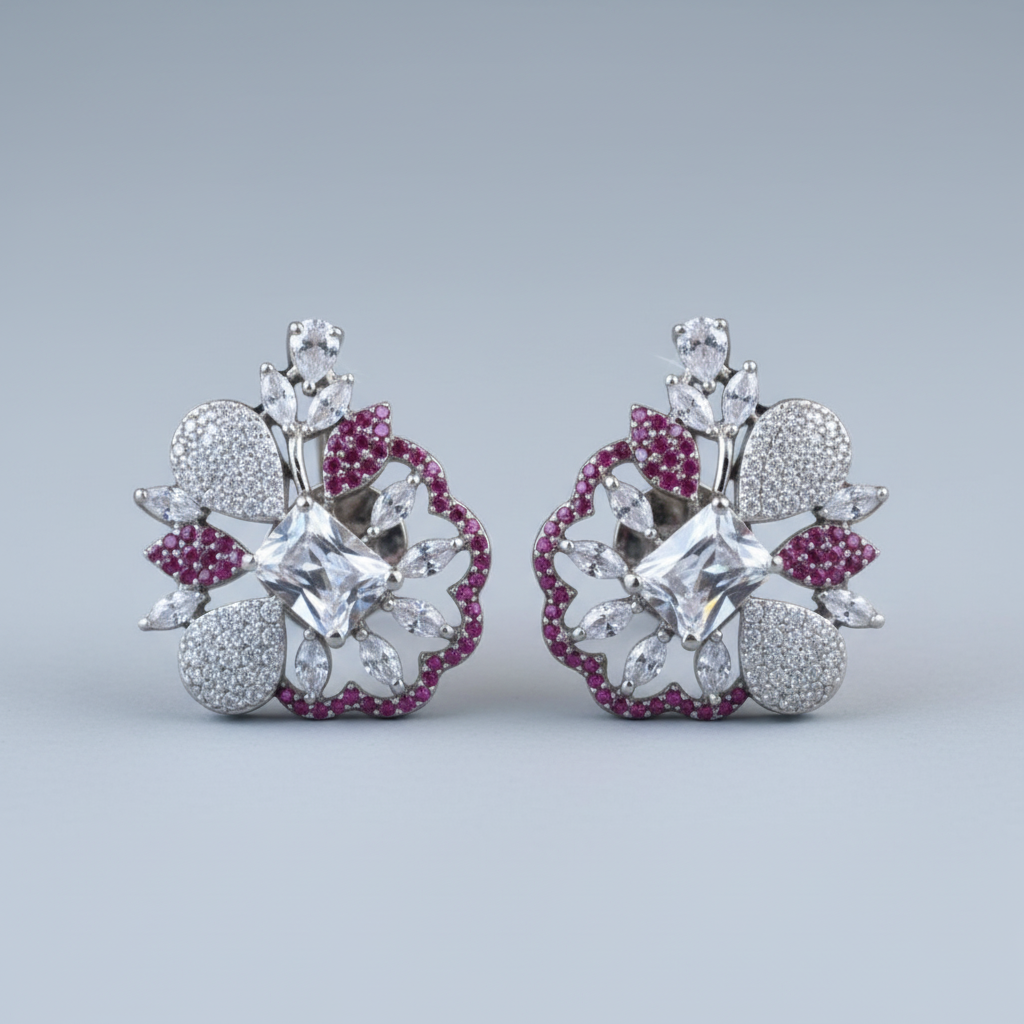 Magenta Mahadevi American Diamond Studs