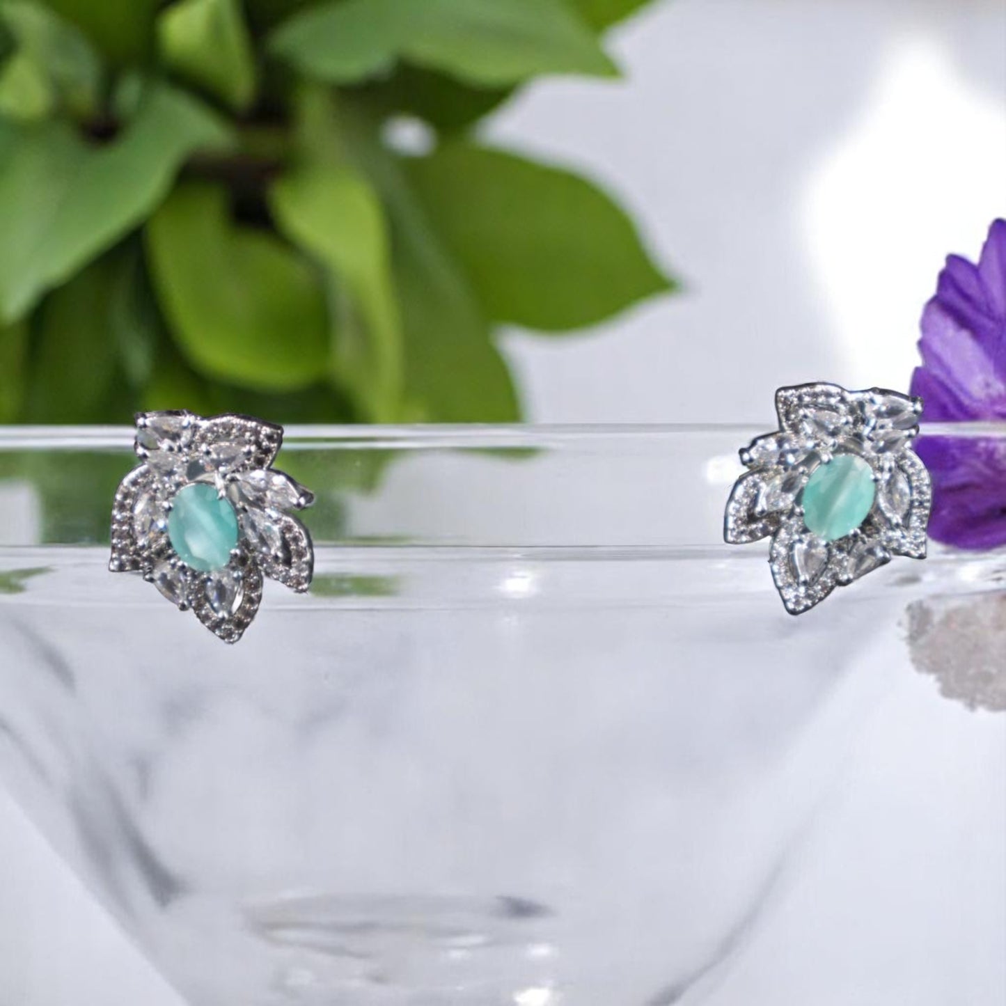 Turquoise Padmini American Diamond Studs