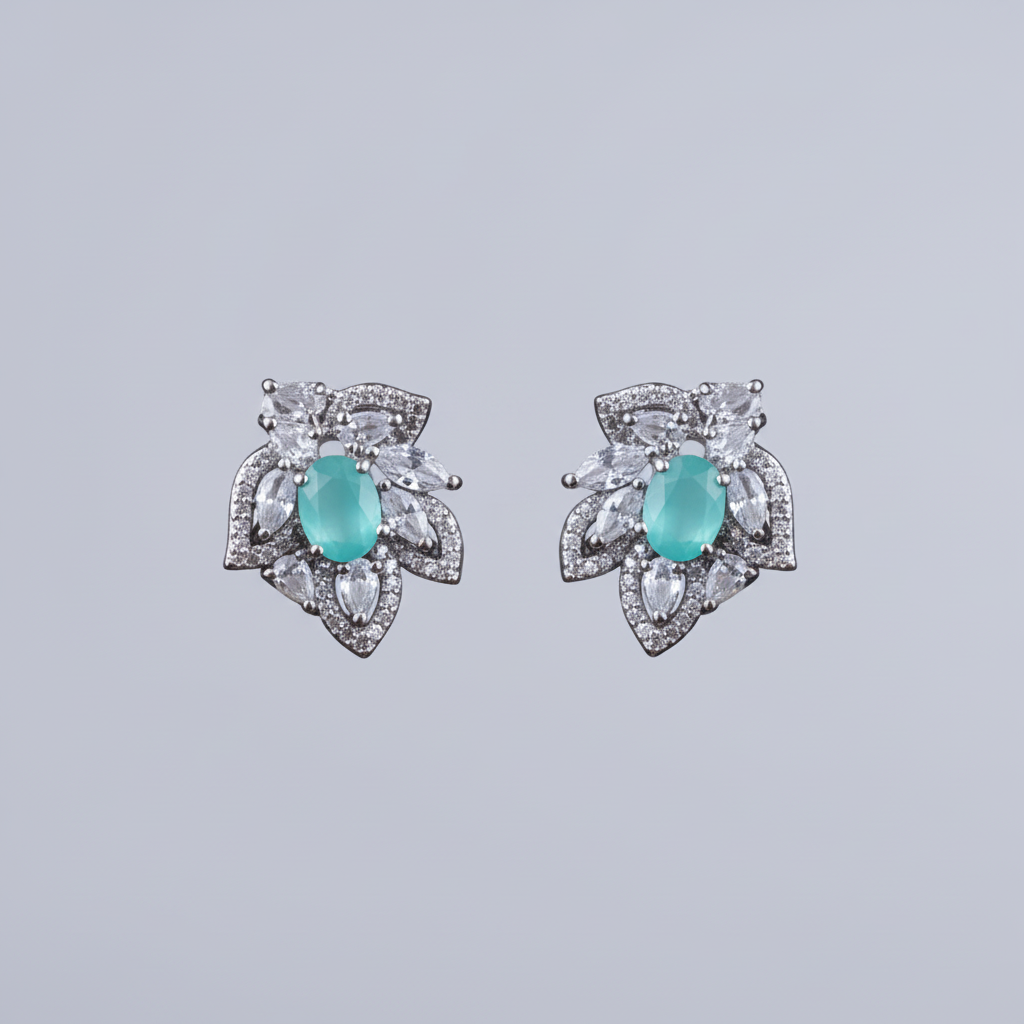 Turquoise Padmini American Diamond Studs