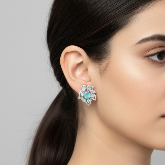 Turquoise Padmini American Diamond Studs