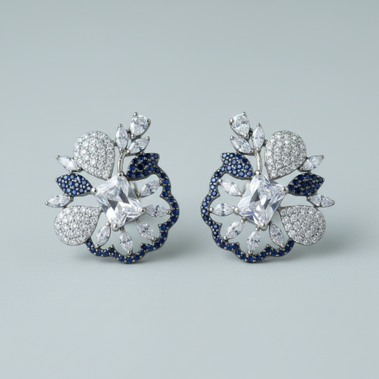 Royal Blue Mahadevi American Diamond Studs