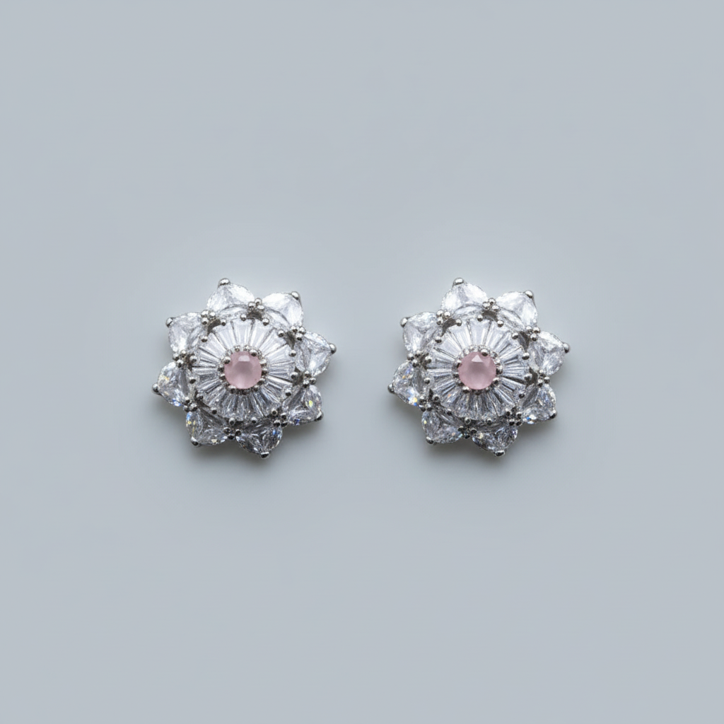 Pink Anika American Diamond Studs