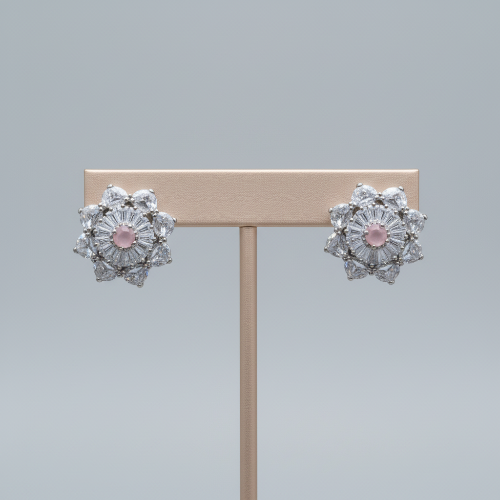 Pink Anika American Diamond Studs