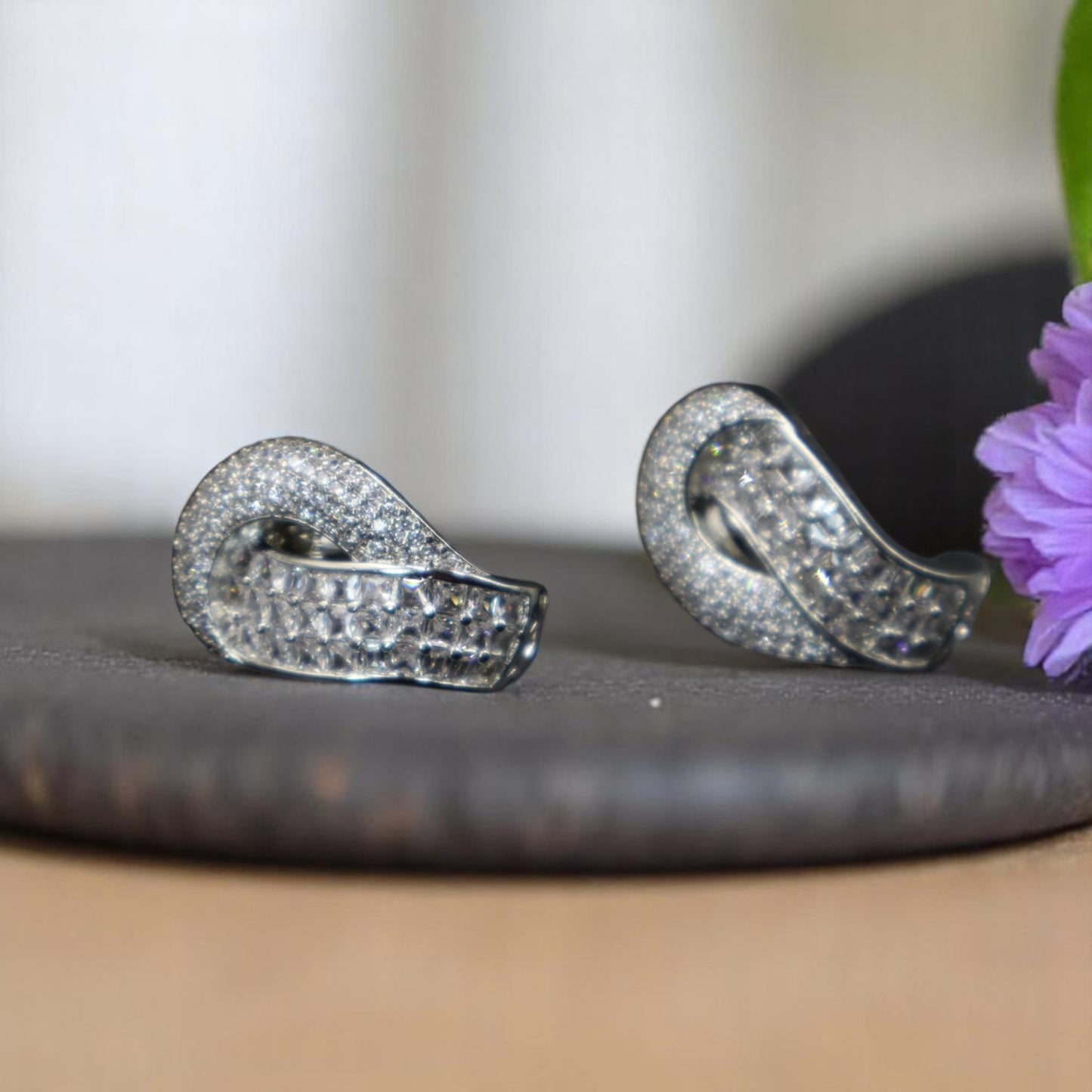 Silvery Jhanvi American Diamond Studs