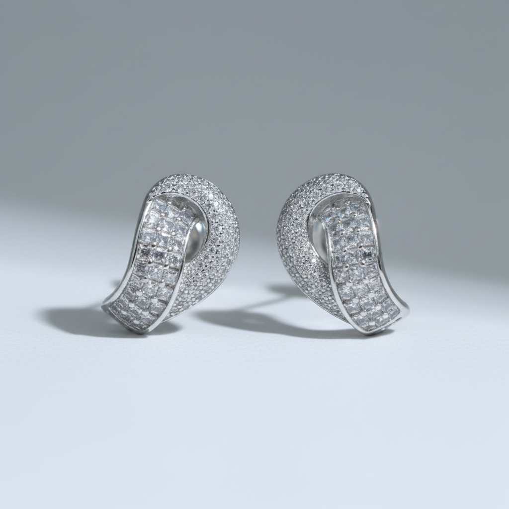 Silvery Jhanvi American Diamond Studs
