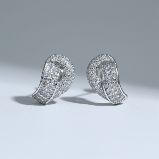 Silvery Jhanvi American Diamond Studs