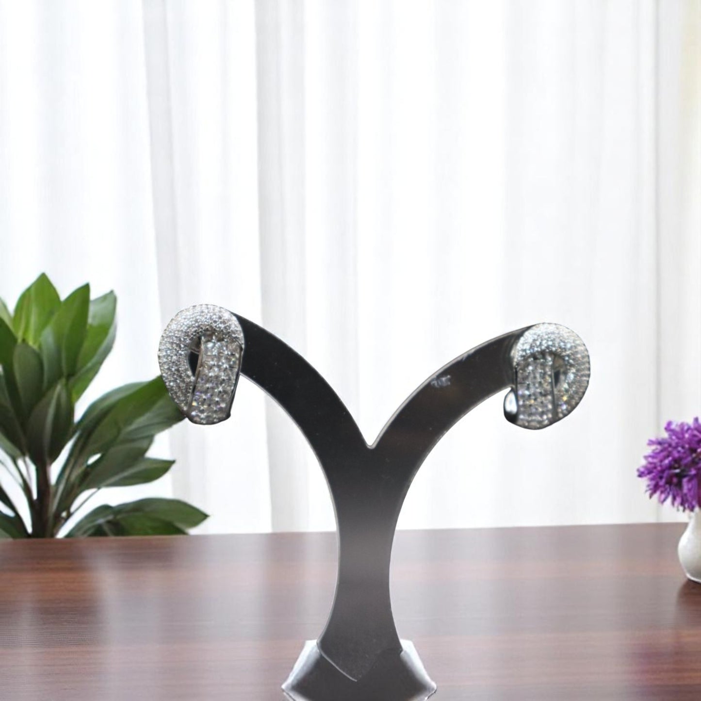 Silvery Jhanvi American Diamond Studs